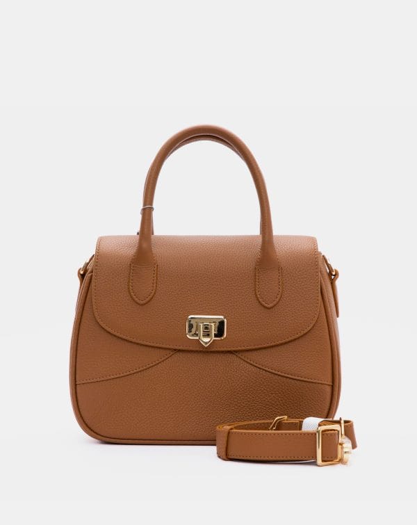 Trapezoid Leather Handbag 9TNBH171